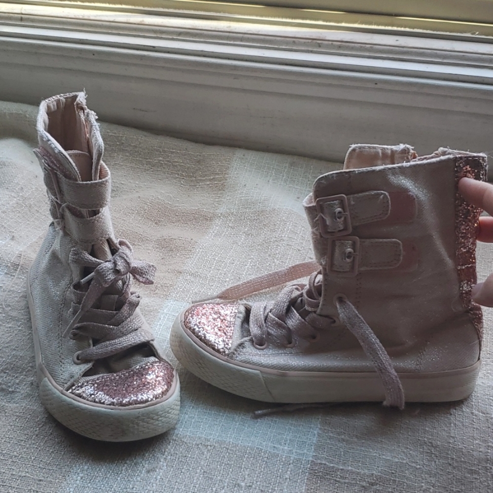 Girls High Top Glitter Sneakers